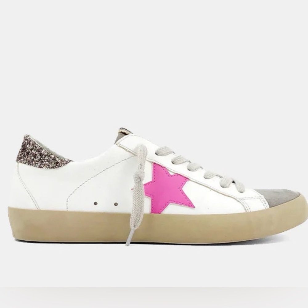 Shushop Paris Pink Star Sneakers Size 6